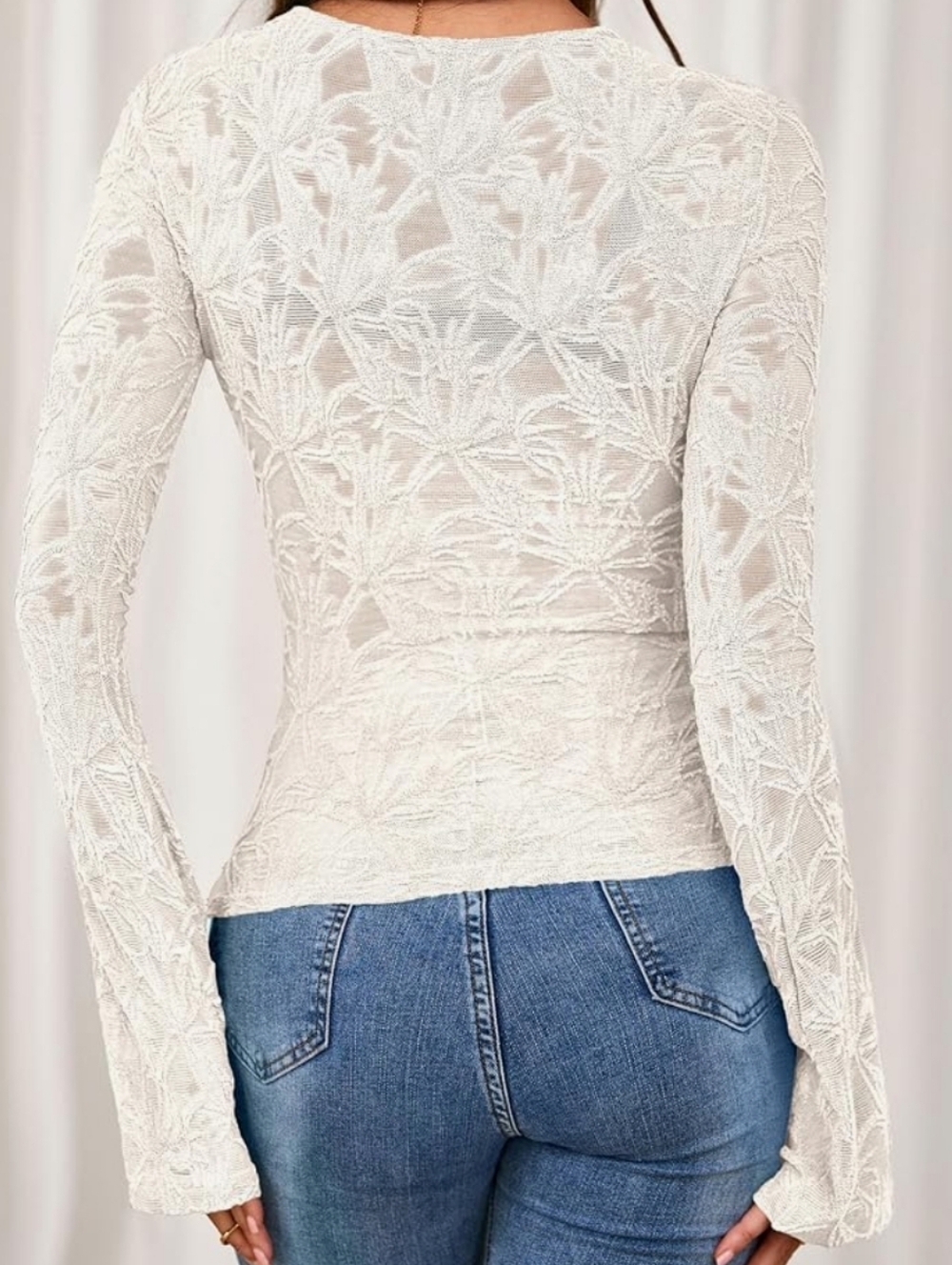 NEW! Sheer Lace Bell Sleeve Top (S-XL) - Picture 3 of 6